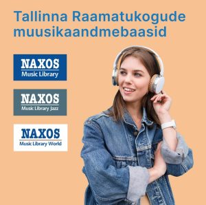 A girl listens to music through headphones